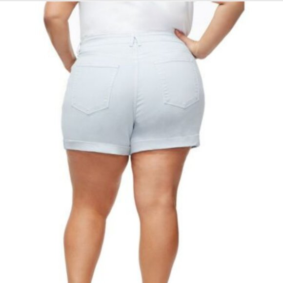 Good American The Cuffed Cut-Offs in Baby Blue - Picture 2 of 2